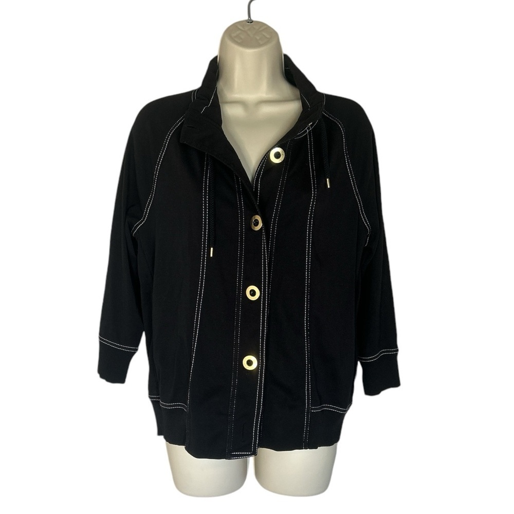 Jones New York black lightweight jacket with 3/4 sleeves size PM